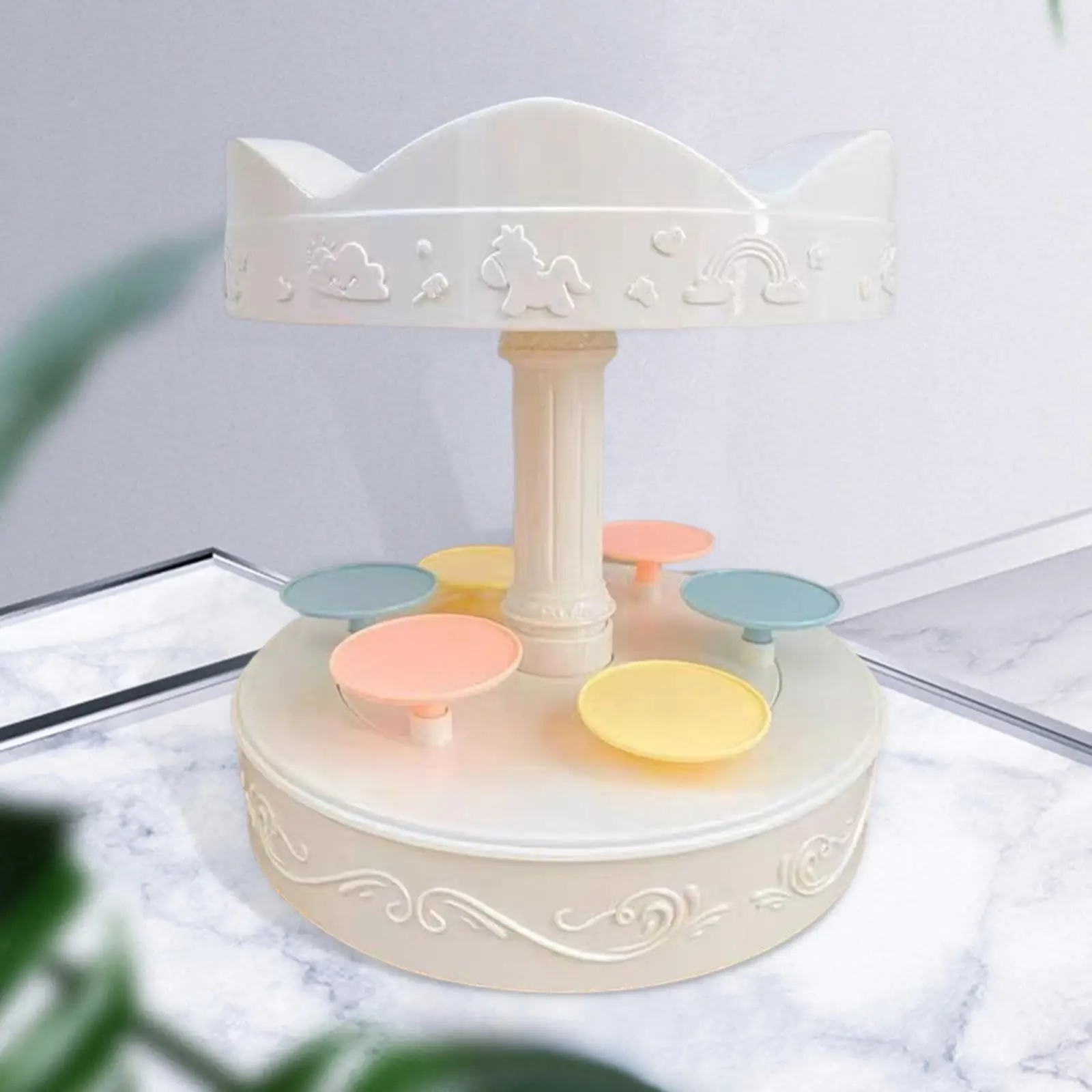 Rotating Carousel Cupcake Holder Stand Rotary Sushi Machine for Event Festival Banquet Rotating Display Turntable Cake Stand