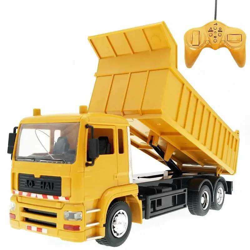 Rc Car Dump Truck Vehicle Toys For Children Boys Xmas Birthday Gifts Yellow Color Transporter Engineering Model Beach Toys Gift 4