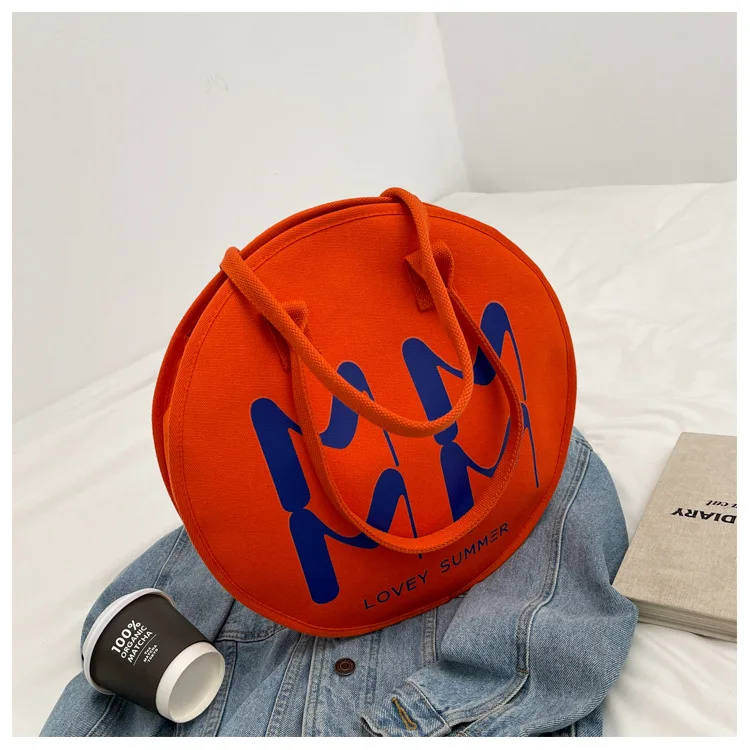 

Korean New Canvas Bag Women's 2022 Spring Single Shoulder Bag College Style Portable Girl High-capacity Street Bag
