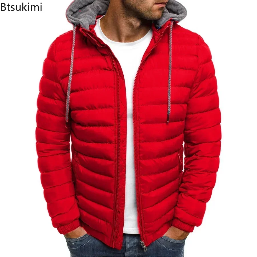 Cotton Jacket Parkas Coat Parka Coat Puffer Jacket Autumn Winter Men&rsquo;s Parkas Solid Hooded Cotton Coat Jacket Casual Warm Clothes Mens Overcoat Streetwear Puffer Jacket Male