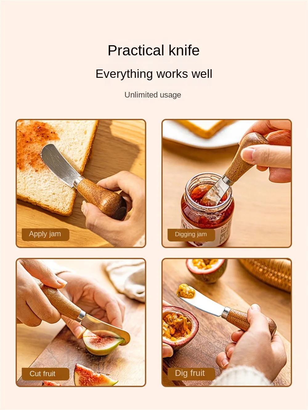 Description Picture 5 of item1/2/4PCS Household Butter Knife Bread Toast Knife Cheese Jam Peanut Butter Vertical Butter Sauce Knife Kitchen