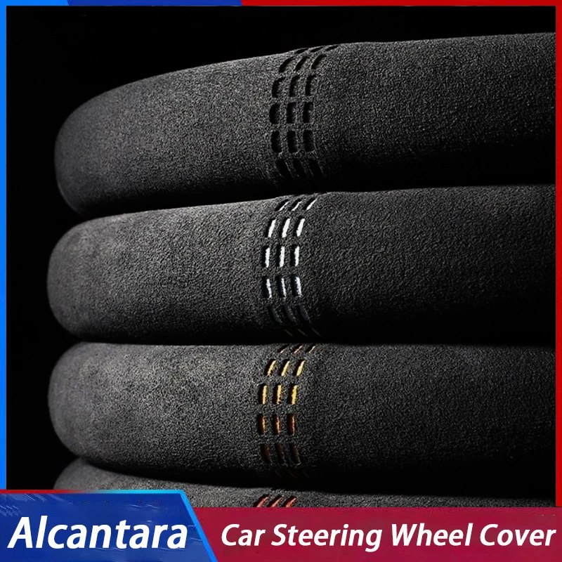 

Black Car Steering Wheel Cover Alcantara Cowhide Suede Interior Decoration Suitable for Mercedes Benz Audi Bmw Auto Accessories