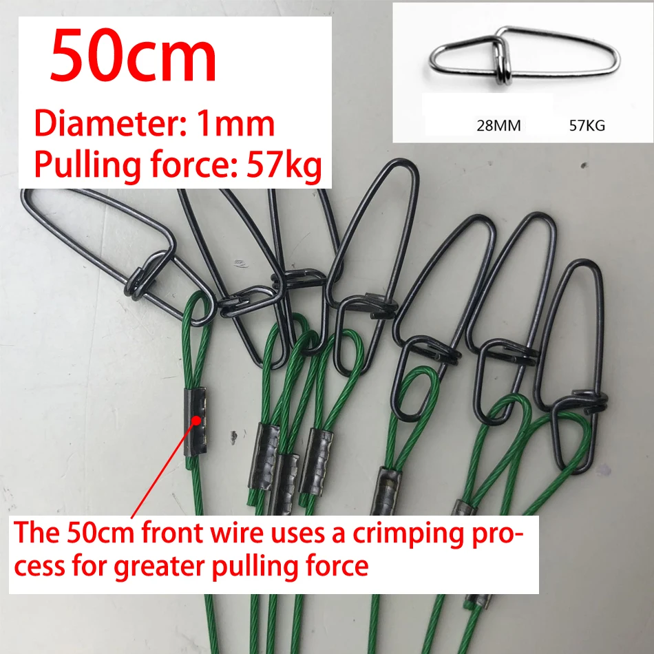 20pcs 15CM-50CM Anti Bite Steel Fishing Line Steel Wire With Swivel Fishing Accessory Core Leash Wire fishing line fishing tackle fishing leashes