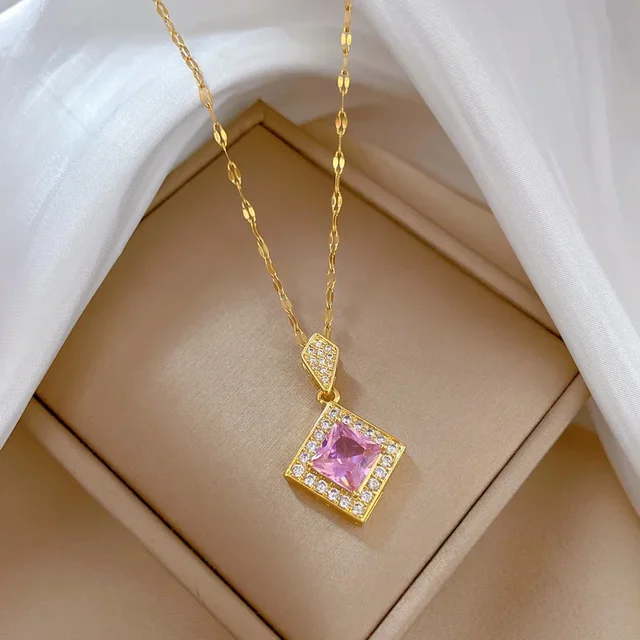 Exquisite Geometry Square Necklace Earrings Bracelet Jewelry Set Charm Ladies Jewelry Fashion Bridal Accessory Set Romantic Gift 4