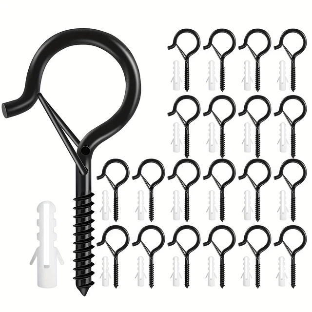 20pcs/1set Q Hanger Hooks With Safety Buckle Windproof Screw for