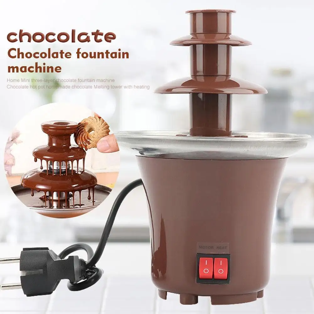 Mini Chocolate Fountain Three Layers Design Chocolate Melting Hot Fondue DIY Pot Waterfall Melt Chocolate Handmade Chocolat M6M3