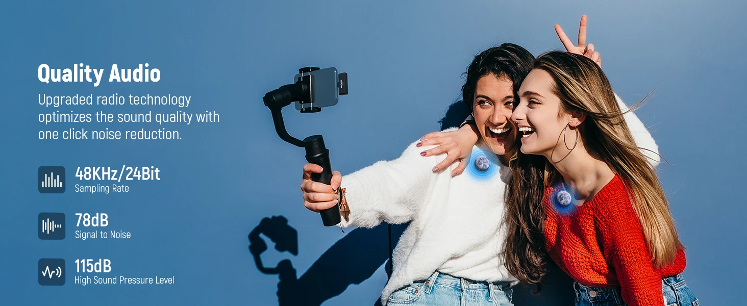 Neewer KM18 Wireless Lav Mic w/Noise Canceling & USB-C Case, 24H 200m for iPhone