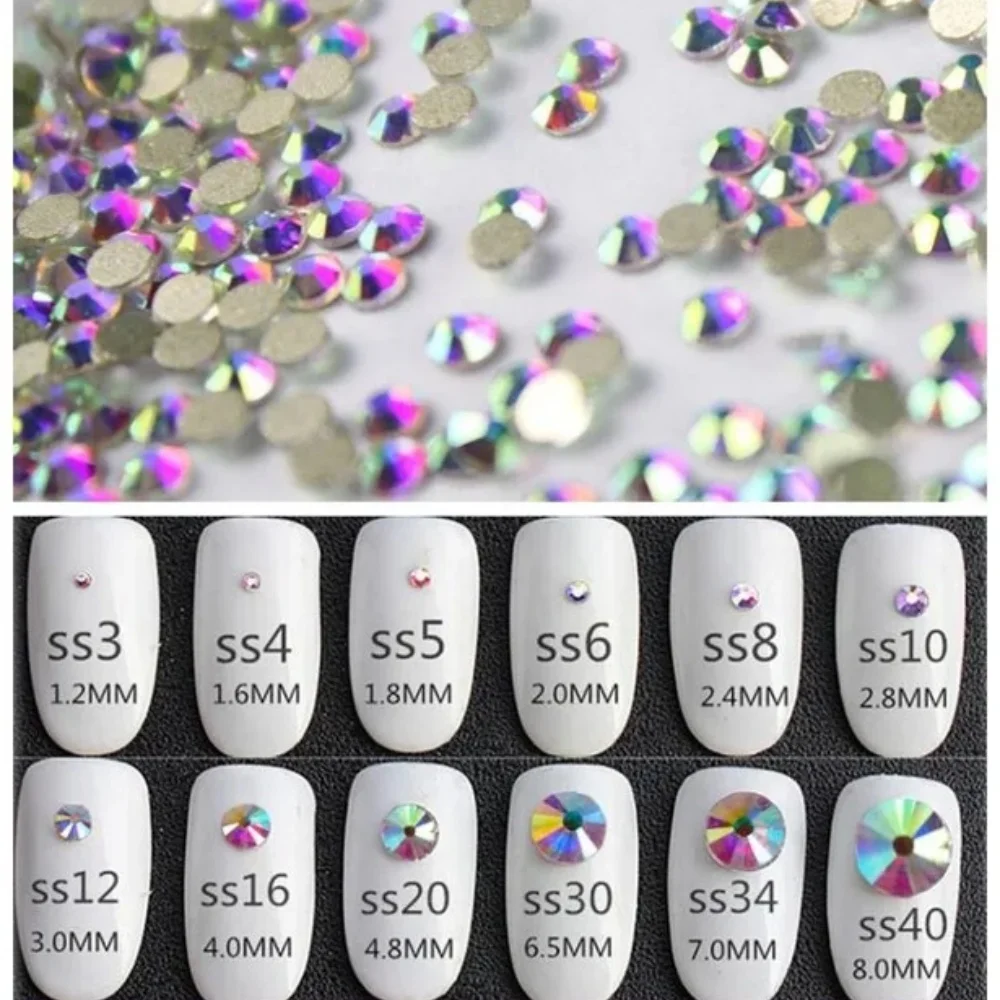 

Super Glitter ss3-ss50 Crystal AB Flat Back Non HotFix Nail art Rhinestone 3D Glass Nail Art Decorations Garment Mix Rhinestone