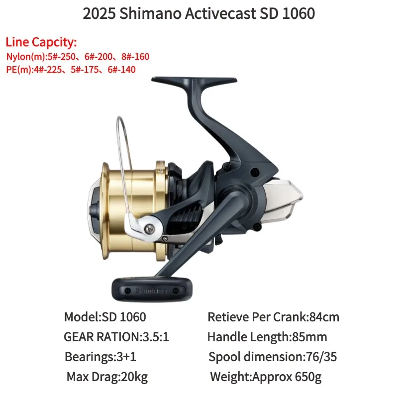 2025 Shimano Activecast Surfcast Fishing Reel Thin Lines Standard