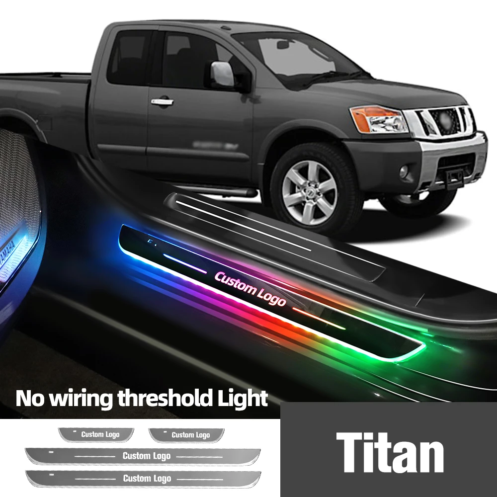 

For Nissan Titan 2003-2023 2014 2018 2019 Car Door Sill Light Customized Logo LED Welcome Threshold Pedal Lamp Accessories