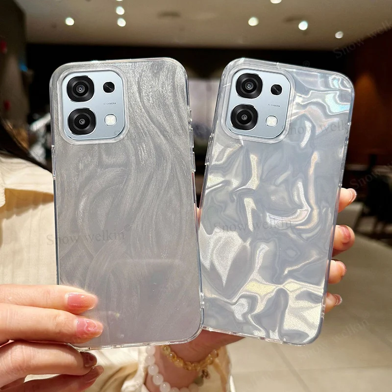 Luxury Laser Silver Gradient Shockproof Phone Case with TPU Bumper