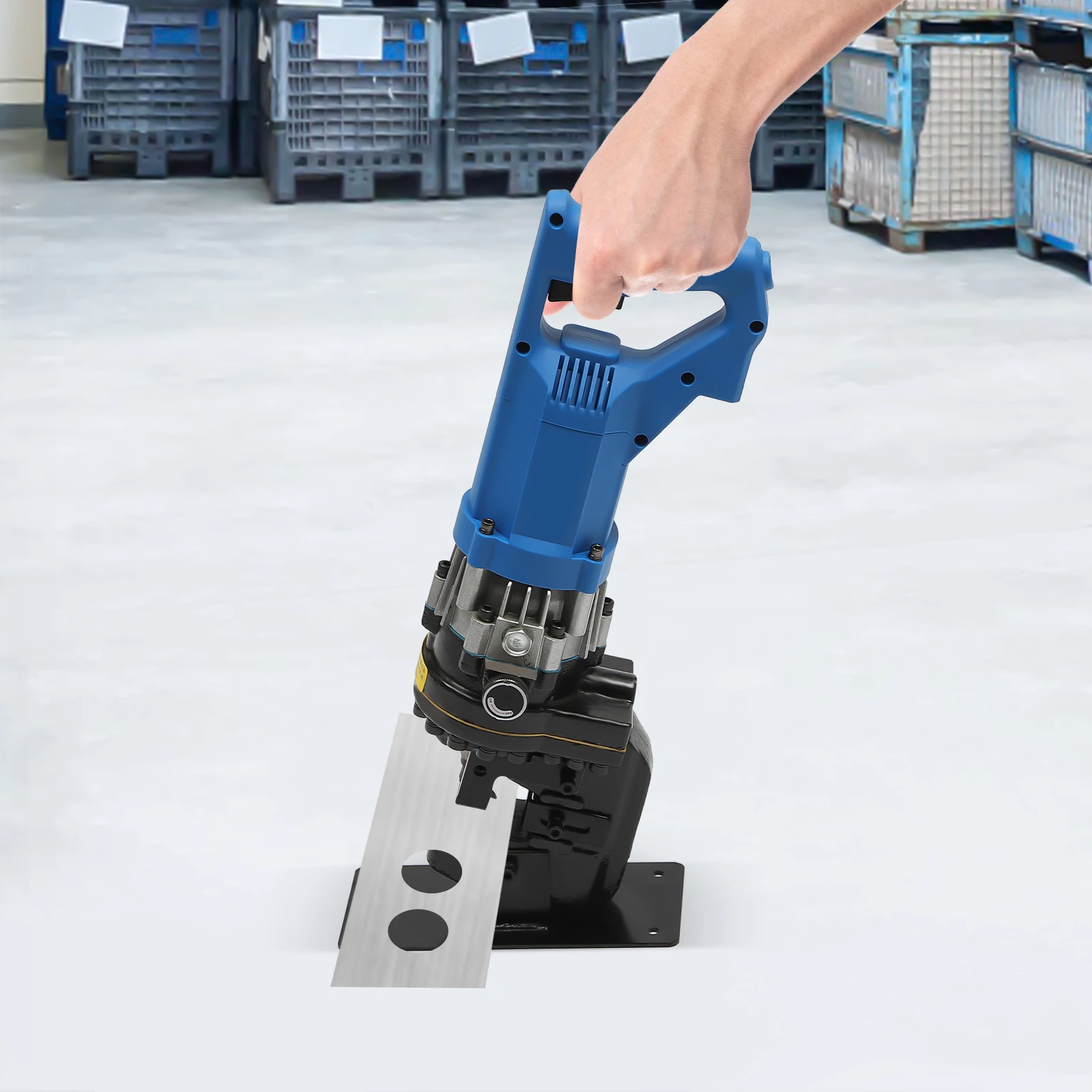 1800W Punching Machine Electric Hydraulic Metal Hole Puncher 5 Set Dies for Iron Copper Aluminum Plate Angle Steel 3