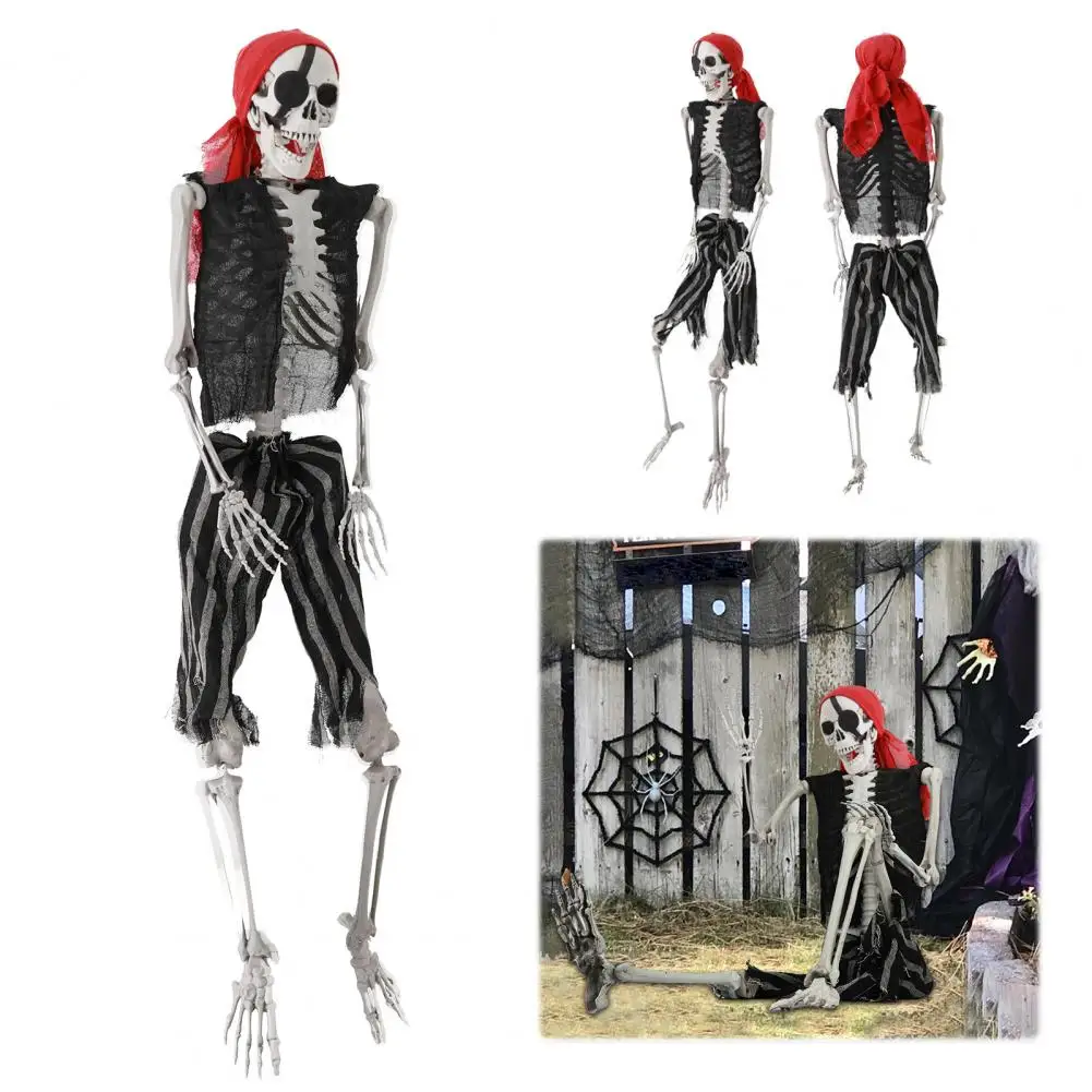 165cm Plastic Skeleton Life Size Imitation Full Body Realistic Bones With Posable Joints Pirate Styling Halloween Pose Decor