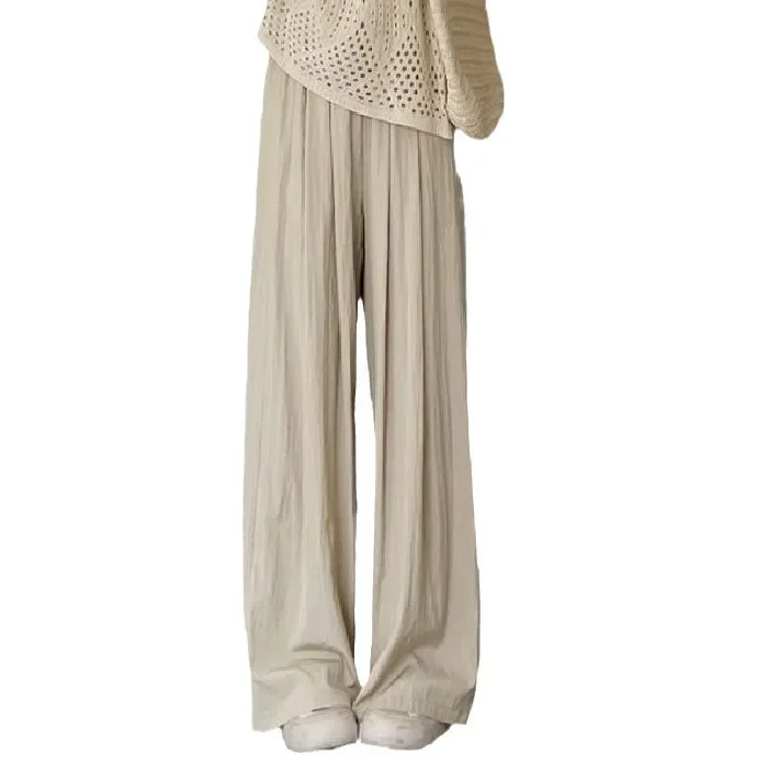 سروال حرير نسائي ساق عريضة مقاس كبير