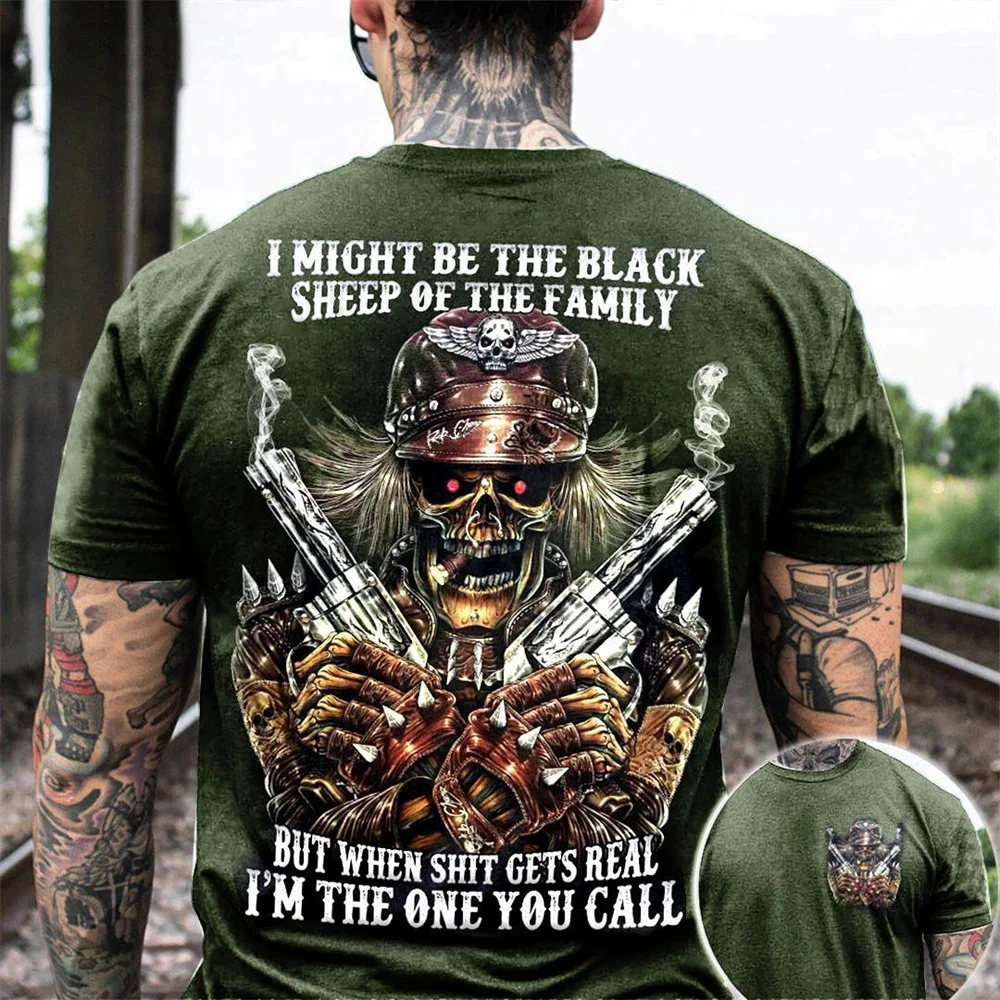 

Summer 3D Vintage Back Skull Graphic Printing men's T-shirt Street Fashion 2023 Hip Hop Casual oversized T-shirt men's clothing