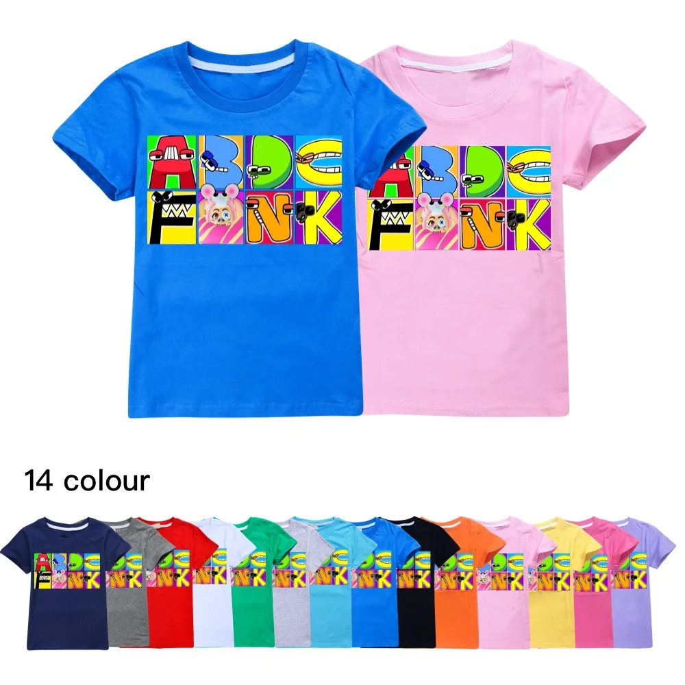 

Детская летняя футболка с изображением алфавита и Лора, модный топ с короткими рукавами для девочек, футболка, удобная детская Повседневная рубашка с мультяшным рисунком