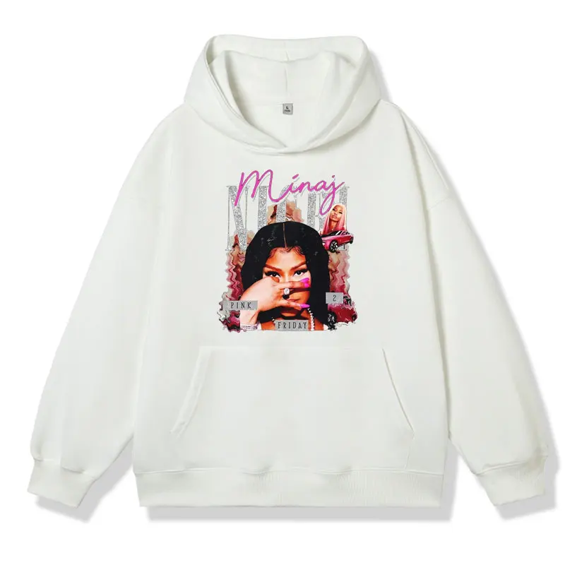Rapper Nicki Minaj Pink Friday 2 Album Graphic Print Hoodie Men Women Hip Hop Streetwear Pullover Oversized Sweatshirts Hoody