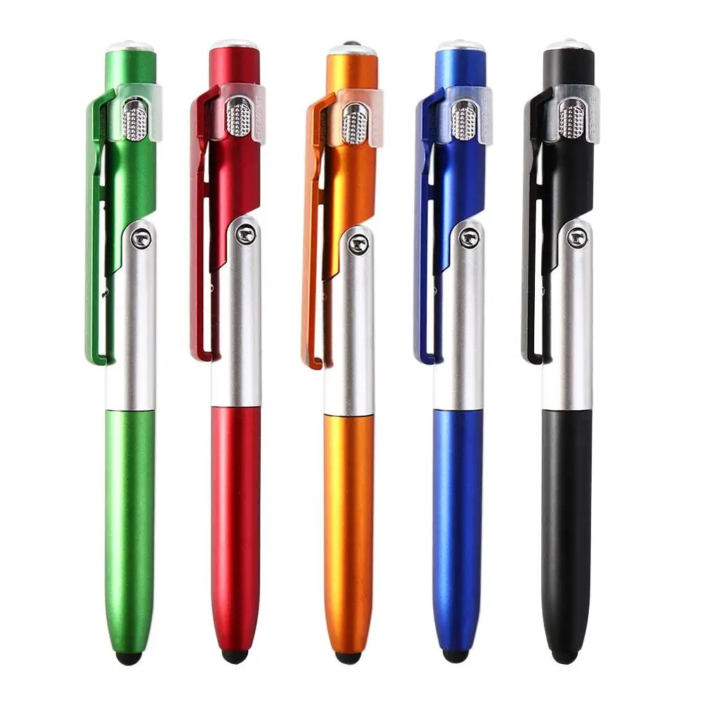 Foldable Multifunctional Night Reading Stationery School Stylus Pen Cellphone Holder Ballpoint Pen with LED Light Writing
