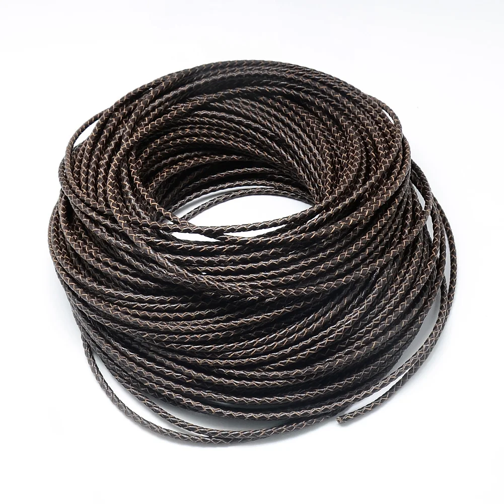 1 Bundle Leather Braided Cord Round Black Brown White Jewelry Cord for Bracelet Necklace Jewelry DIY Making Material 3mm 5mm 6mm