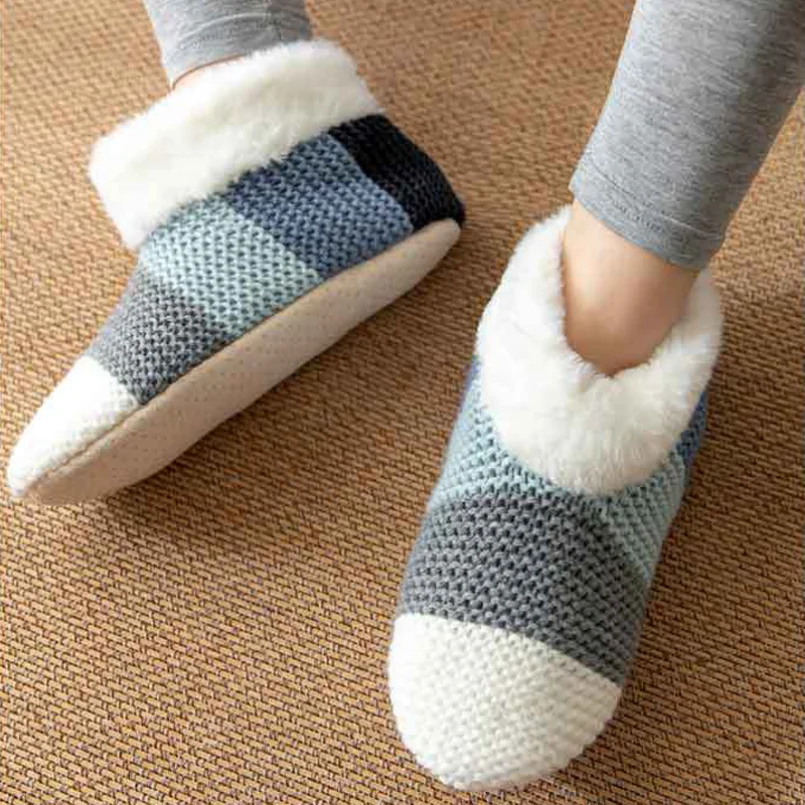 Home Slipper Womens Winter Warm Fuzzy Furry Contton Plush Anti Skid Grip Sole Indoor Female Fluffy House Shoes Ladies 2024 New