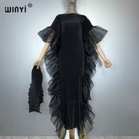 WINYI couleur unie plissée élastique robe mince vêtements de plage caftan abaya dubaï robe de soirée de luxe robe de soirée abaya femme musulmane 2