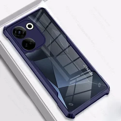 Transparent Acrylic Heavy Duty Shockproof Phone Case with TPU Soft Frame Protective Cover for Camon 20 Pro 4G (Blue - 02)