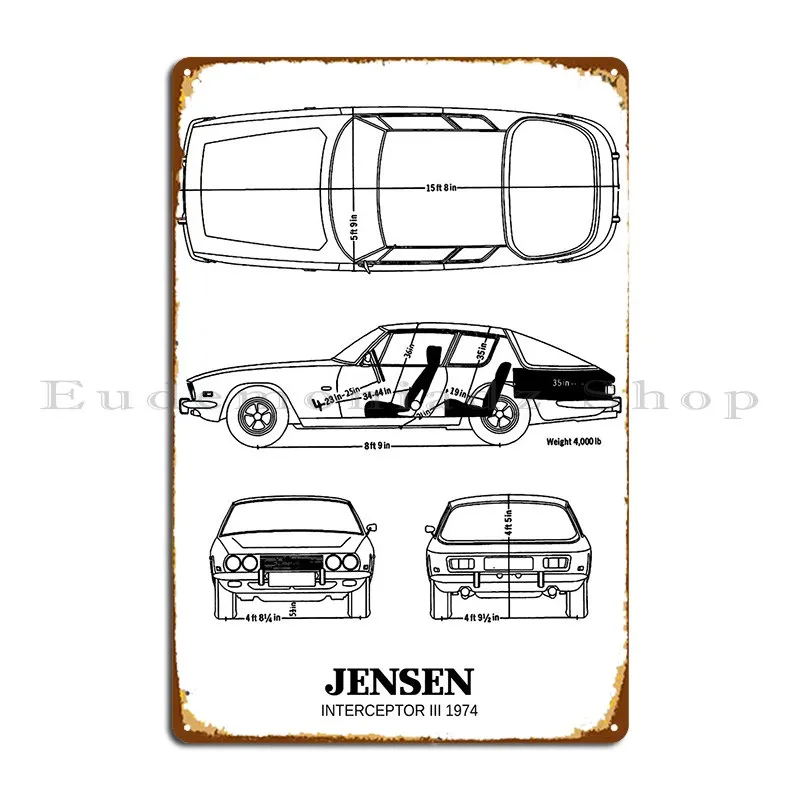 

BNW Jensen Interceptor III Metal Sign Retro Bar Cave Pub Club Tin Sign Poster
