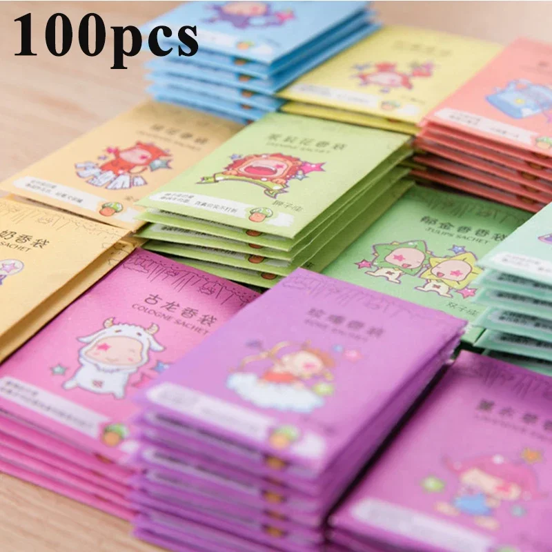 Fragrance Bags Natural Sachet Aromatherapy Hanging Fragrant Sachet Paper Pocket for Wardrobe 100Pcs
