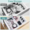 25 PCS Clear Plastic Drawer Organizer Set, 4 Sizes Desk Drawer Divider Organizers and Storage Bins for Makeup, Jewelry, Gadgets 4