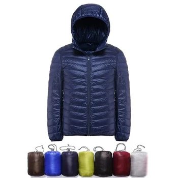 Cappotto da uomo autunno inverno piumino sottile ultraleggero 90% piumino d'anatra bianco giacche con cappuccio cappotto caldo Parka uomo capispalla portatile 2024 1