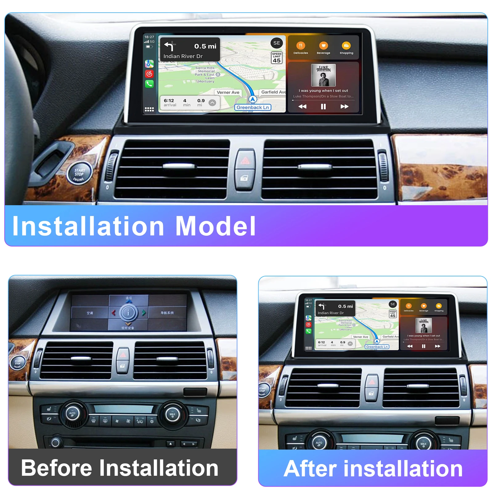 Android Car Radio for BMW X5 X6 E70 E71 CIC Multimedia Player Supports CarPlay,