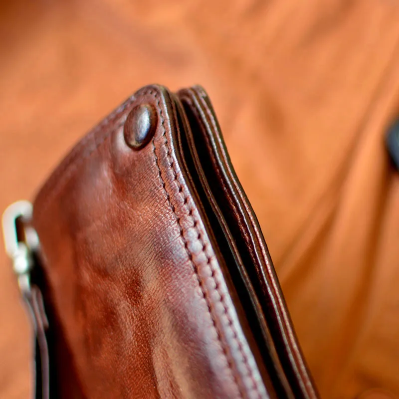 AETOO  Men's short leather Commuter storage Handcrafted plant-tanned leather simple wallet Student Youth Men's leather wallet Si 3