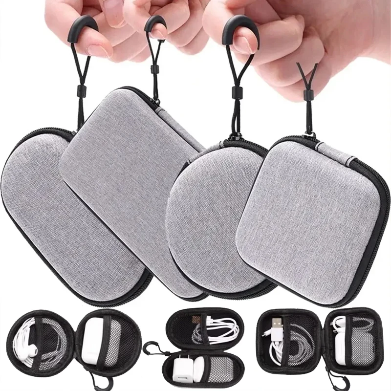 Storage Bag Small Earphone Hard Shell Data Cable Organizer Mini Tech Gadgets Portable Case Charger U Disk Zipper Pouch