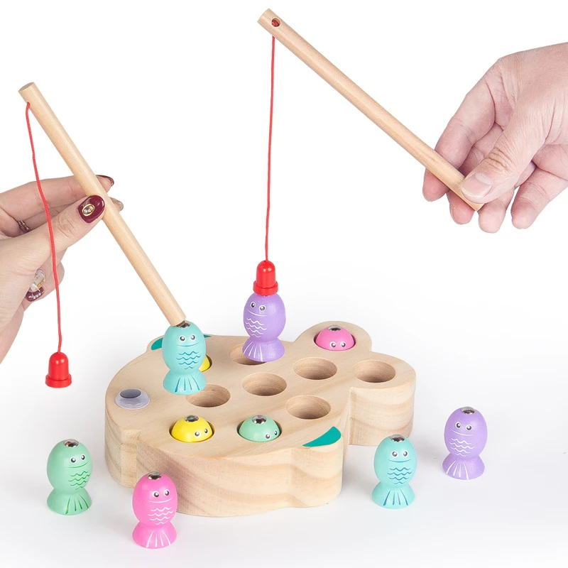 Wooden Fishing Game for Kids Montessori Educational Toy Set Magnetic Fishing Game Fine Motor Skill Training Early Learning Toys 4