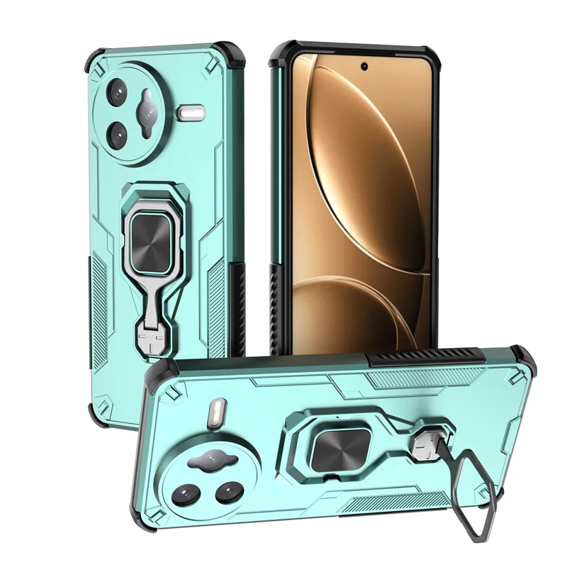 Enhanced Armor Magnetic Ring Holder Phone Case with Camera Protection, Shockproof Design