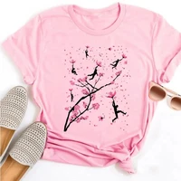 Beautiful Flower Print Women T-Shirts Casual Breathable Soft Short Sleeve Tops Loose Comfortable Street Female Clothes Pink T Sh - Image 2