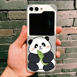 Charming Panda Couple Clear Case with Hard Cover - Cute Design for Samsung Galaxy Z Flip (Style 1)
