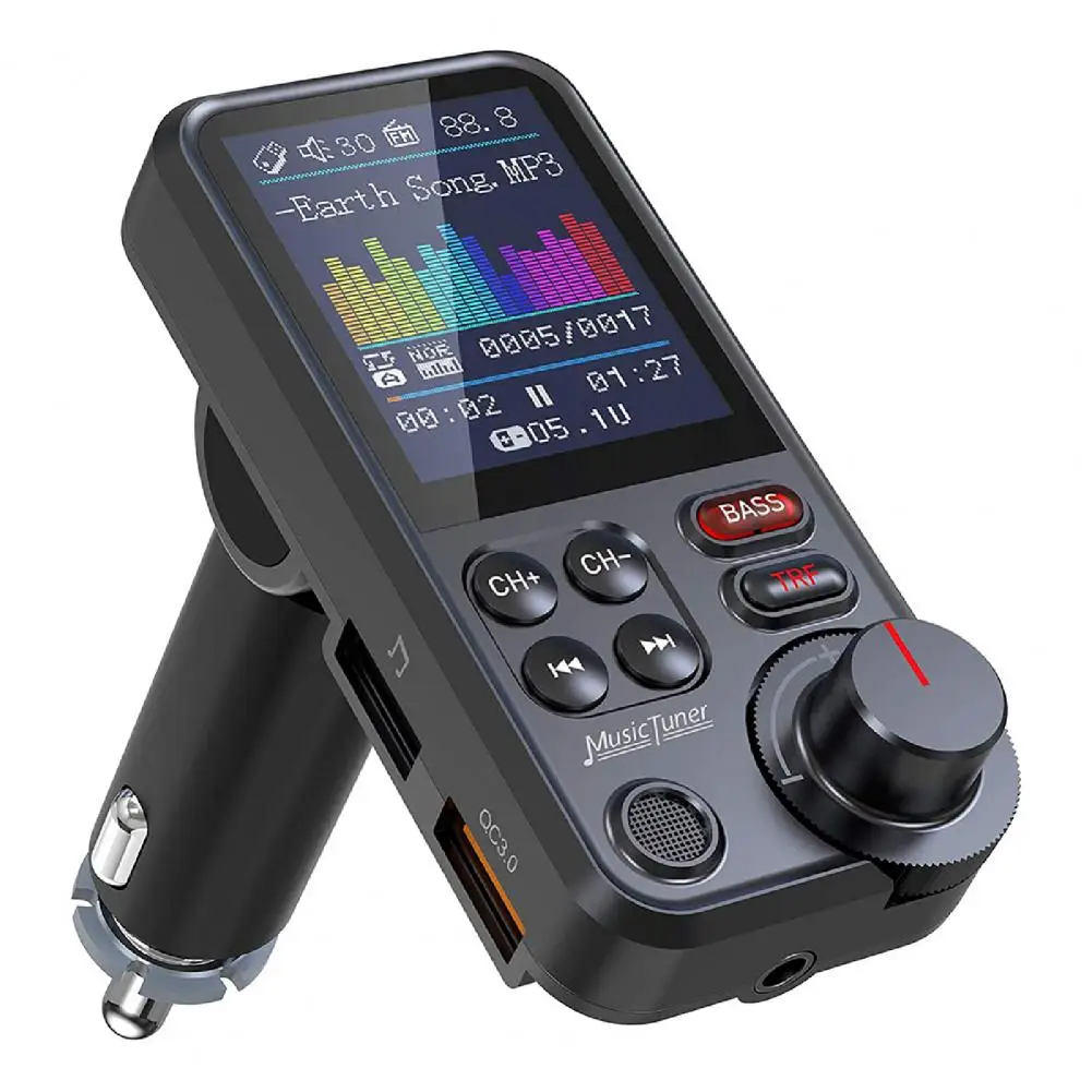

Car 5.0 FM Transmitter Wireless Handsfree Audio Receiver MP3 Player Type-c Dual USB Fast Charger Car Accessories