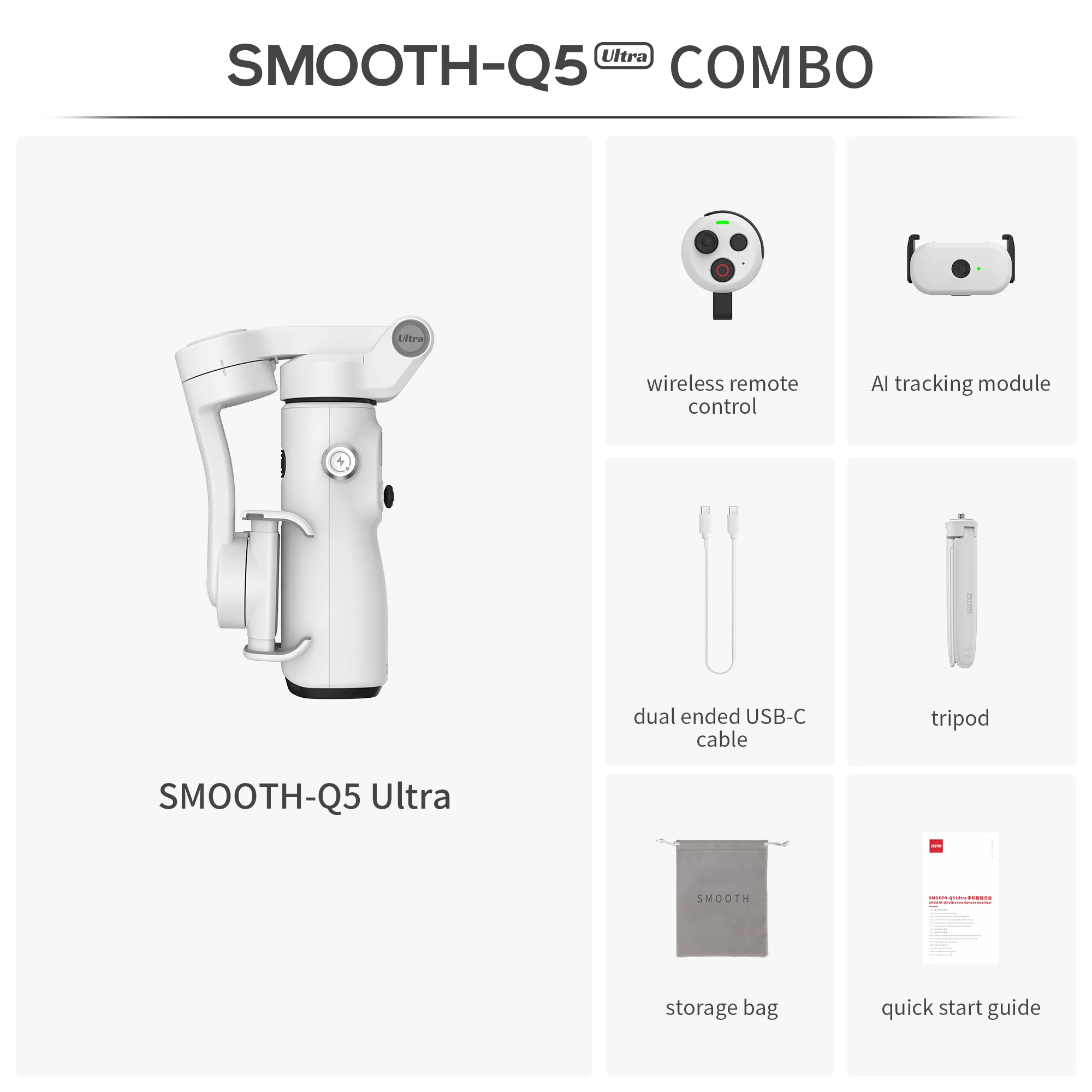 SMOOTH Q5 Ultra All-Round AI Tracking Smartphone Gimbal For Photography,With Tri