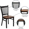 HERCULES Series Black Vertical Back Metal Restaurant Chair Cherry Wood Seat 6