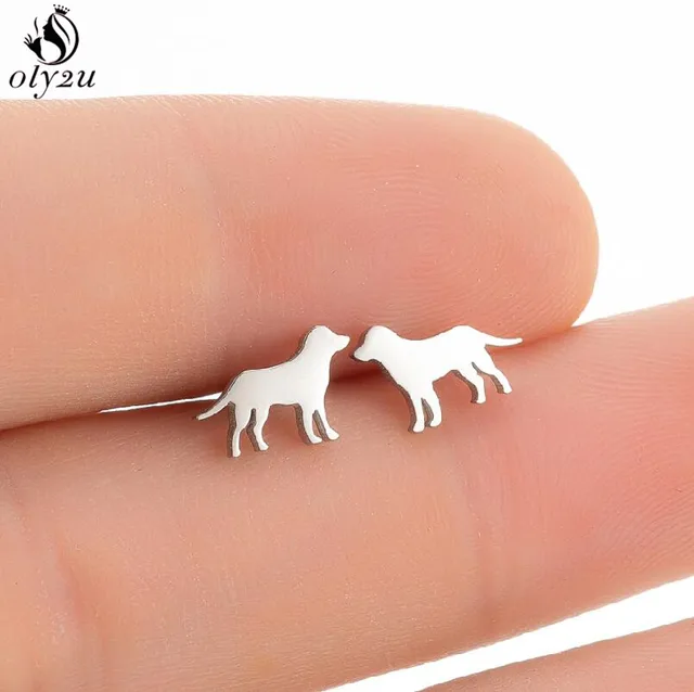 Lovely Stainless Steel Cat Earrings for Women Children Jewelry Trendy Cute Animal Dog Paw Stud Earrings Girls Birthday Gifts 364