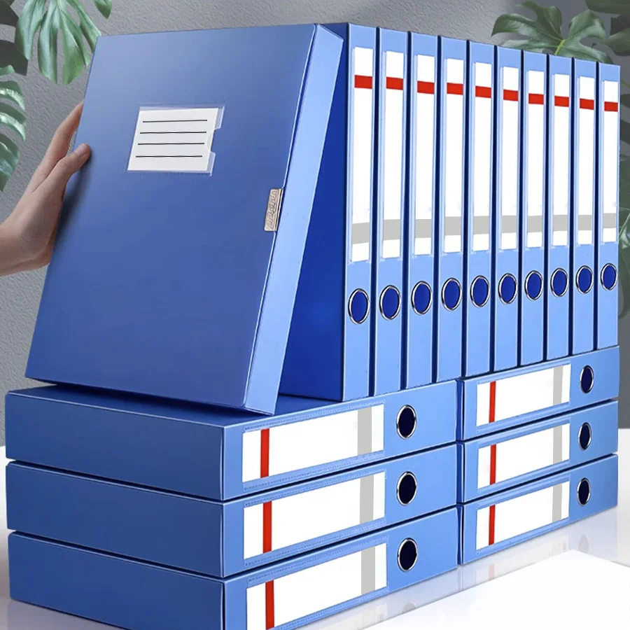 5PCS A4 Foldable File Storage Box Large Capacity Thickened File Document Organizer Office School Student Supplies Storage Box File Folder
