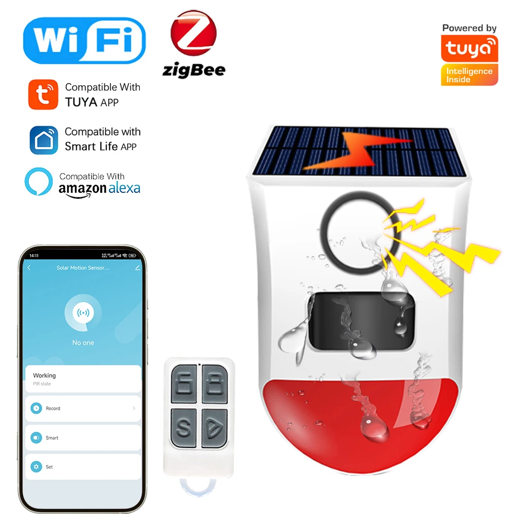 TuyaSmartWiFi/ZigbeeInfraredMotionSensorAlarmSolarPoweredOutdoorPIRDetectorIP65WaterproofAPPRemoteMonitorHome-AliExpress30