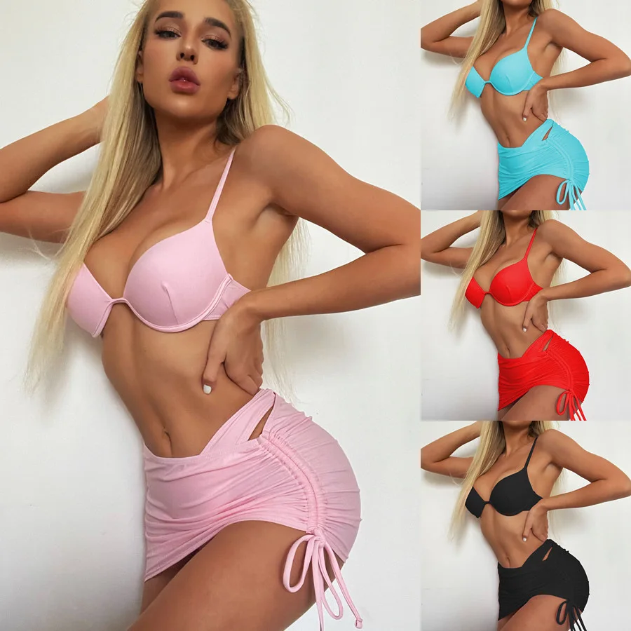 

3 Pieces Sexy Bikini Set Swimwear for Women Designer Bikini Swimsuit 2023 Bikini Set Beach Wear Bathing Suit Biquini Beachwear