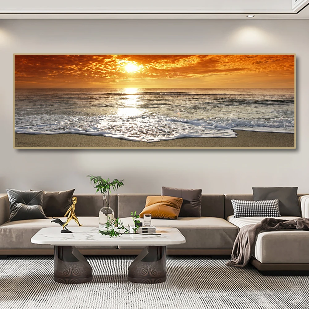 Modern Natural Beach Landscape Wall Art Poster Prints Sea Sunset Aesthetics Canvas Painting Picture for Living Room Home Decor - Image 2