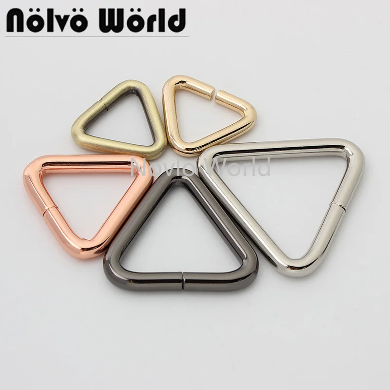 10-50pcs 6 colors 20/25/32/38mm metal open triangle ring for bags parts,alloy hardware round edge d rings,free drop shipping