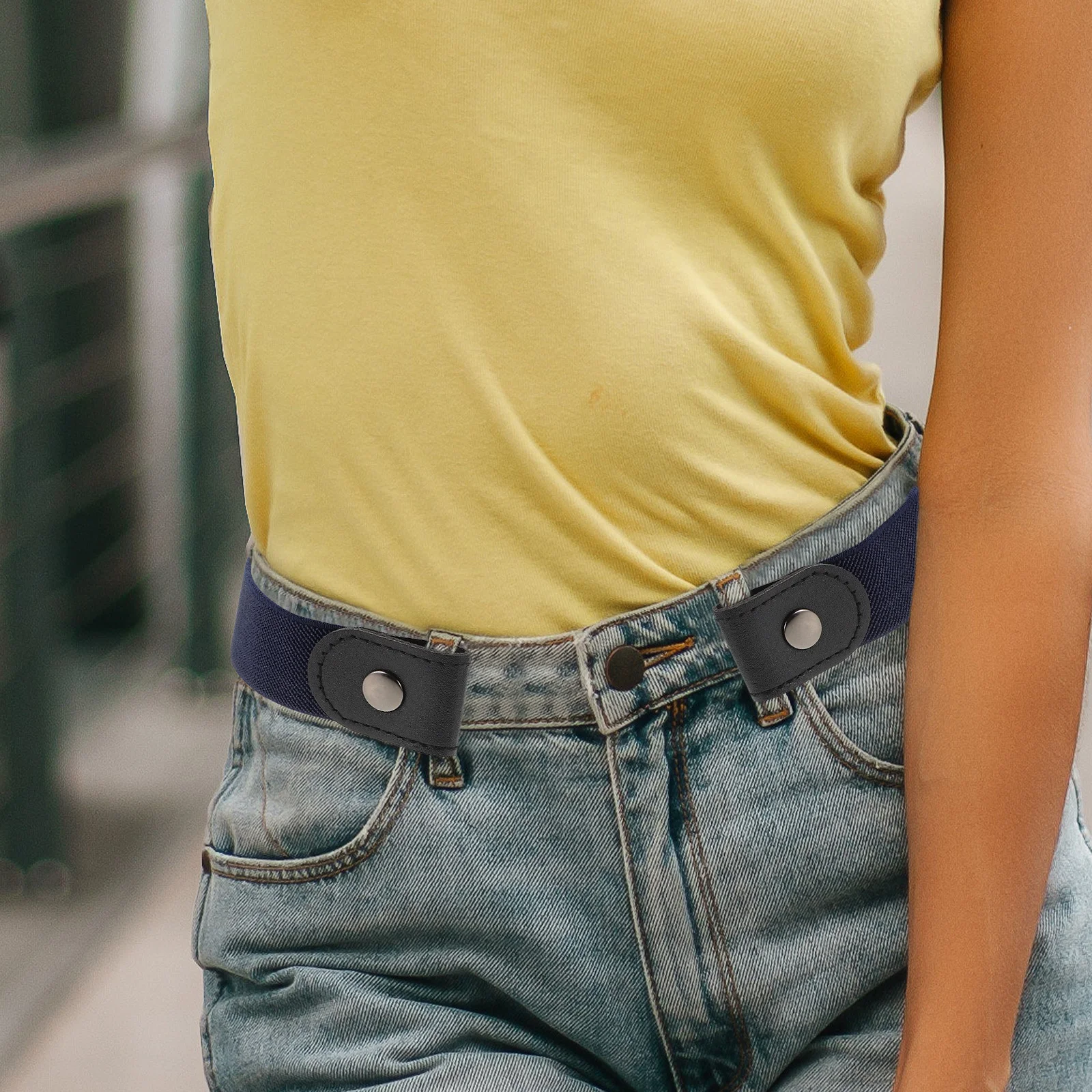 2Pcs 탄성 허리 벨트 편안한 버클리스 보이지 않는 조절 가능한 벨트 청바지 바지 드레스 벨트 여성용