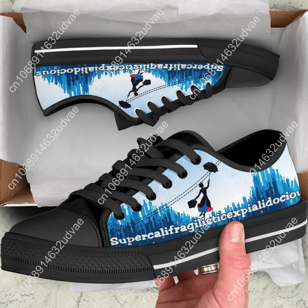 New Mary Poppins Design Black Soft Sole Sneakers Lightweight Outdoor Casual Shoes Comfortable Canvas Shoes Zapatos