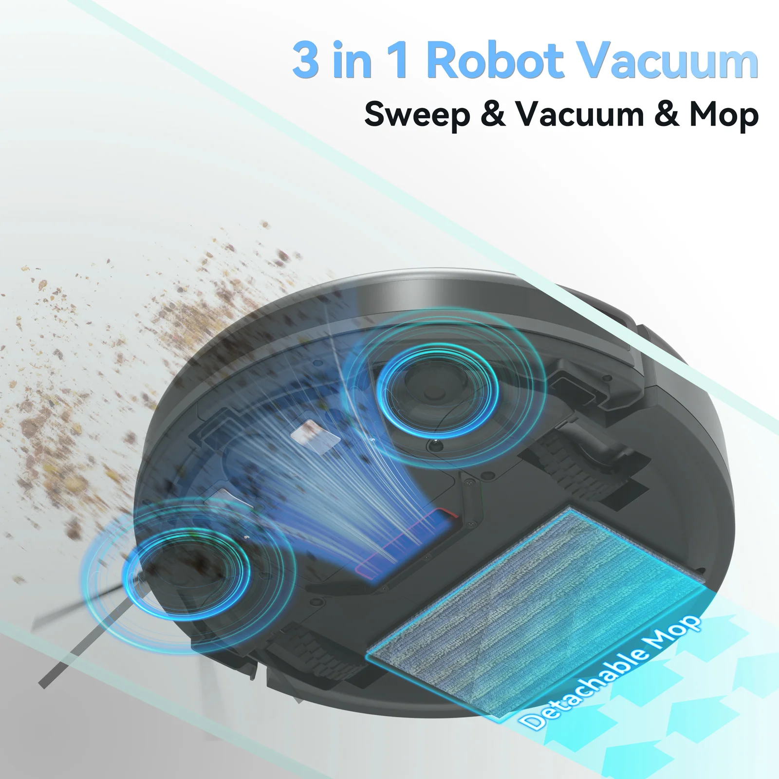 3-in-1-Roboterstaubsauger mit Selbstreinigung & starker Saugkraft