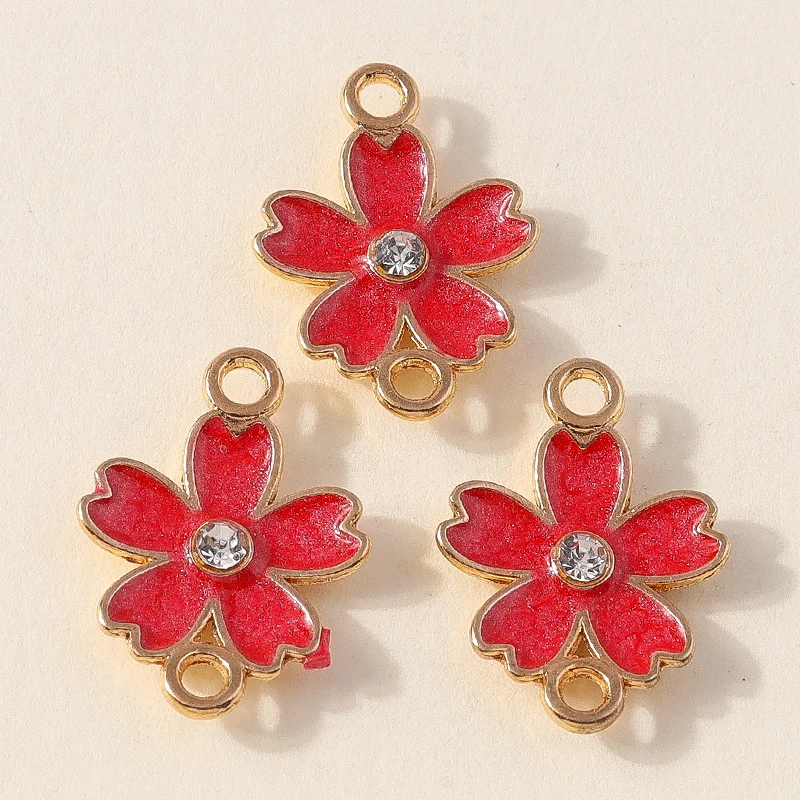 Duarte 20 Teile/los Mix Rote Emaille Blume Charms Anhänger für Schmuck Machen Tropfen Ohrringe Halsketten Armbänder Zubehör DIY Geschenk – Detail 11
